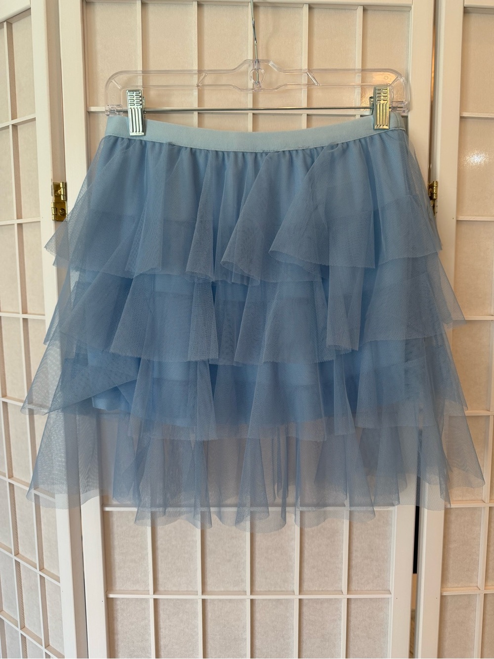Amazon Blue Layered Tulle Mini Skirt